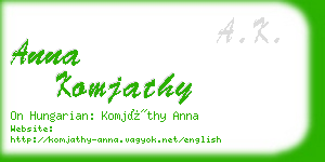 anna komjathy business card